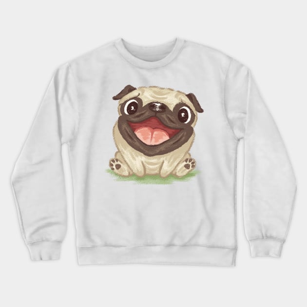 Happy pug dog Crewneck Sweatshirt by sanogawa